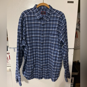 UNTUCKIT Men's Flannel 100% Cotton  Long Sleeve Shirt‎ Size XXL Blue Plaid